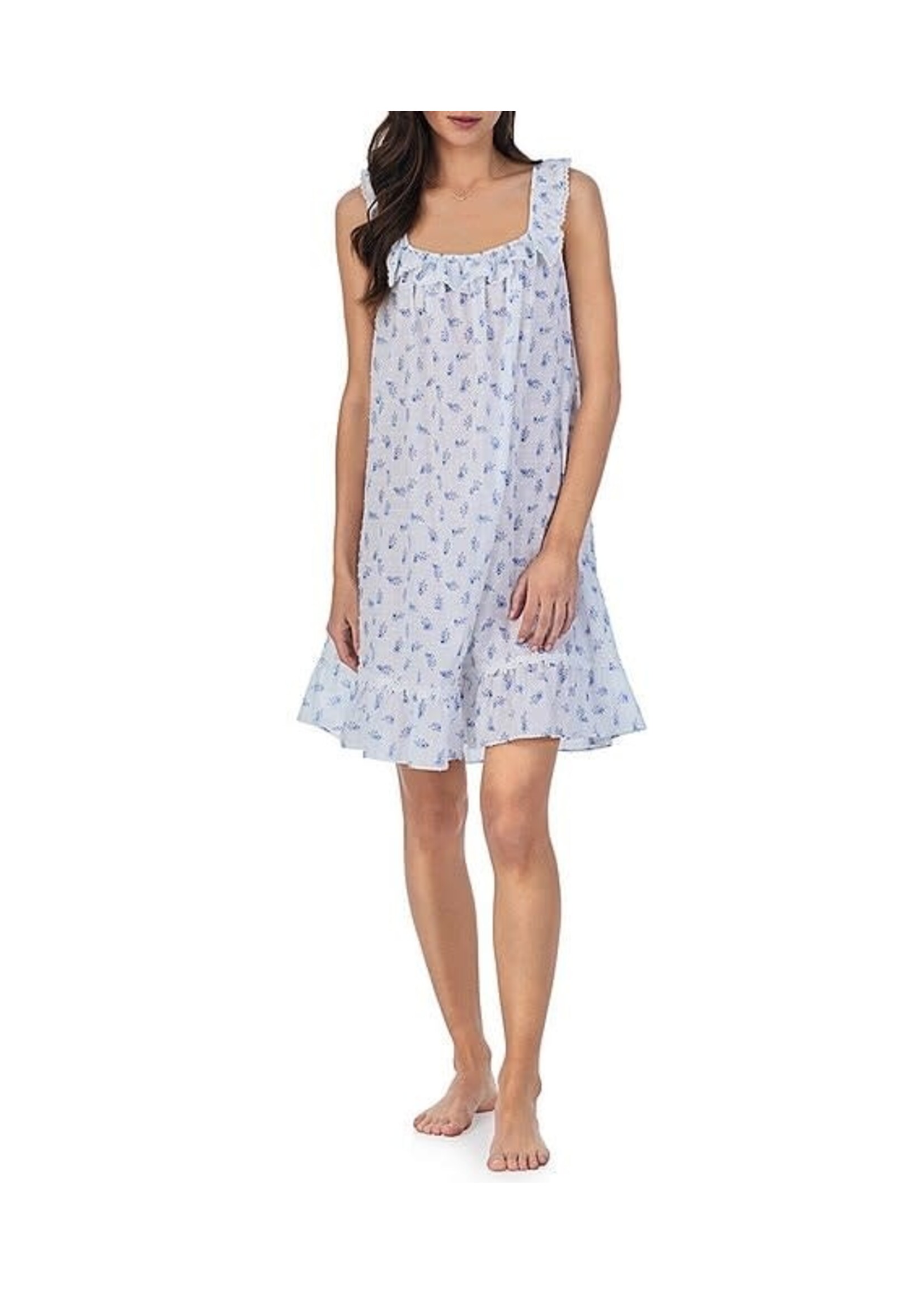 Eileen West Floral Swiss Dot Ruffled Chemise