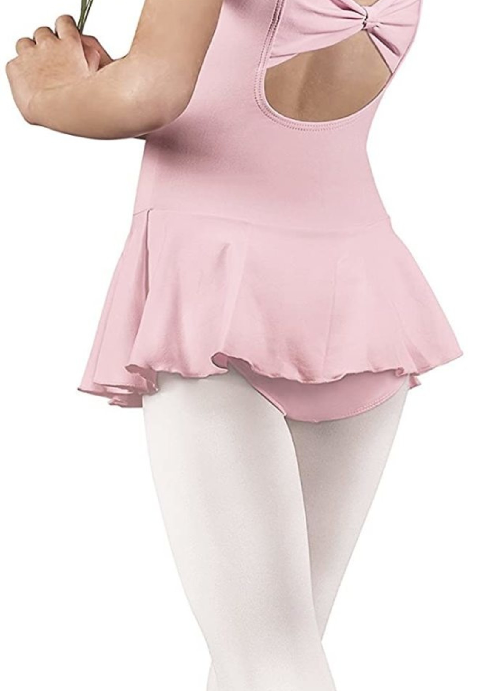 Girls Impression Mesh Bow Back Short Sleeve Dance Dress