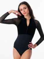 Suffolk Adult Velvet Zip Front 3/4 Sleeve Leotard