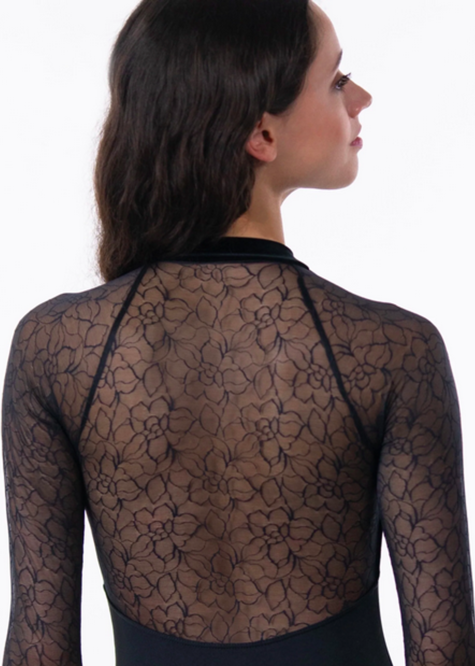 Adult Black Three-Quarter-Sleeve Bodysuit