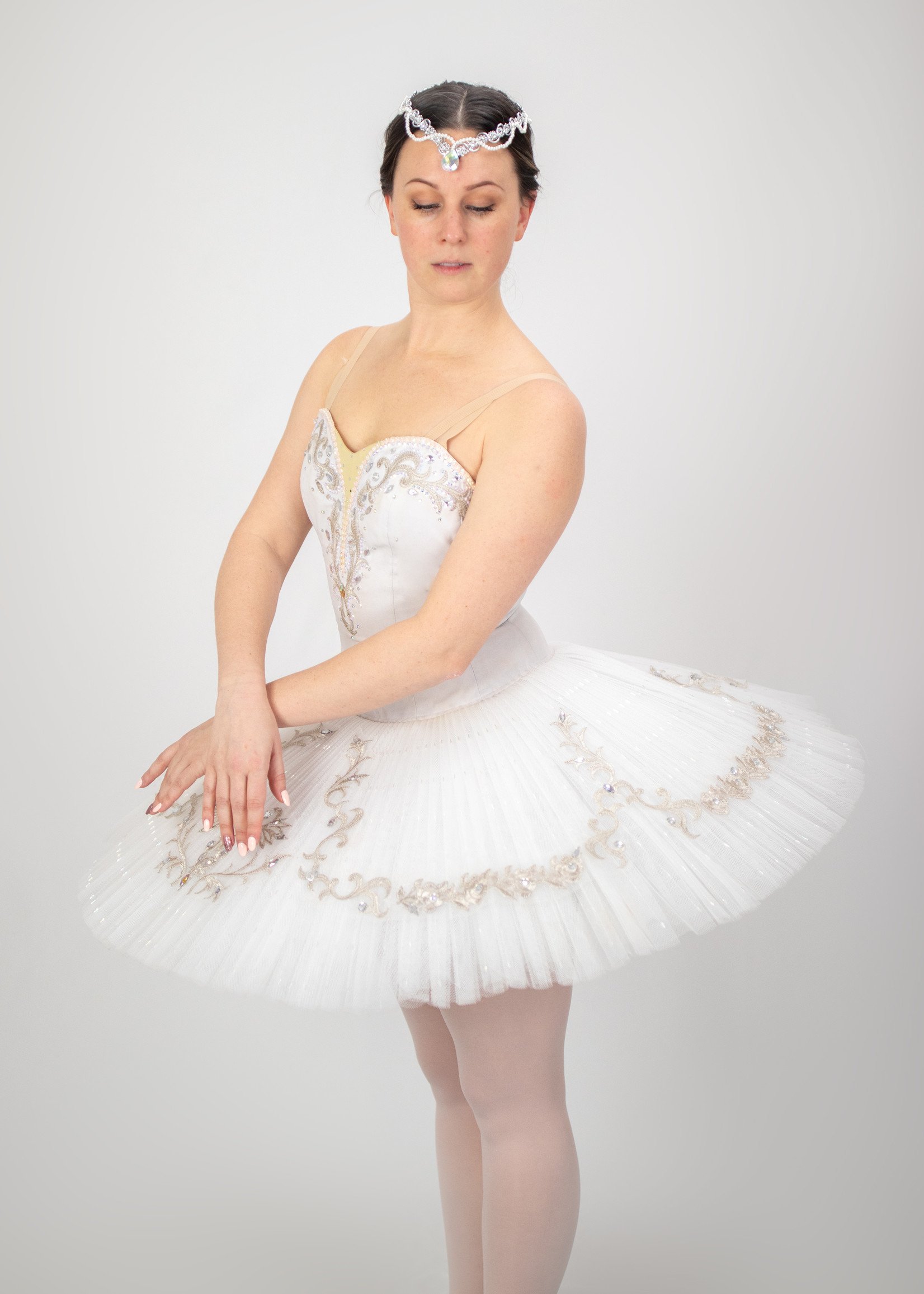 Long White Lyrical Dress from Capezio Hire Costume