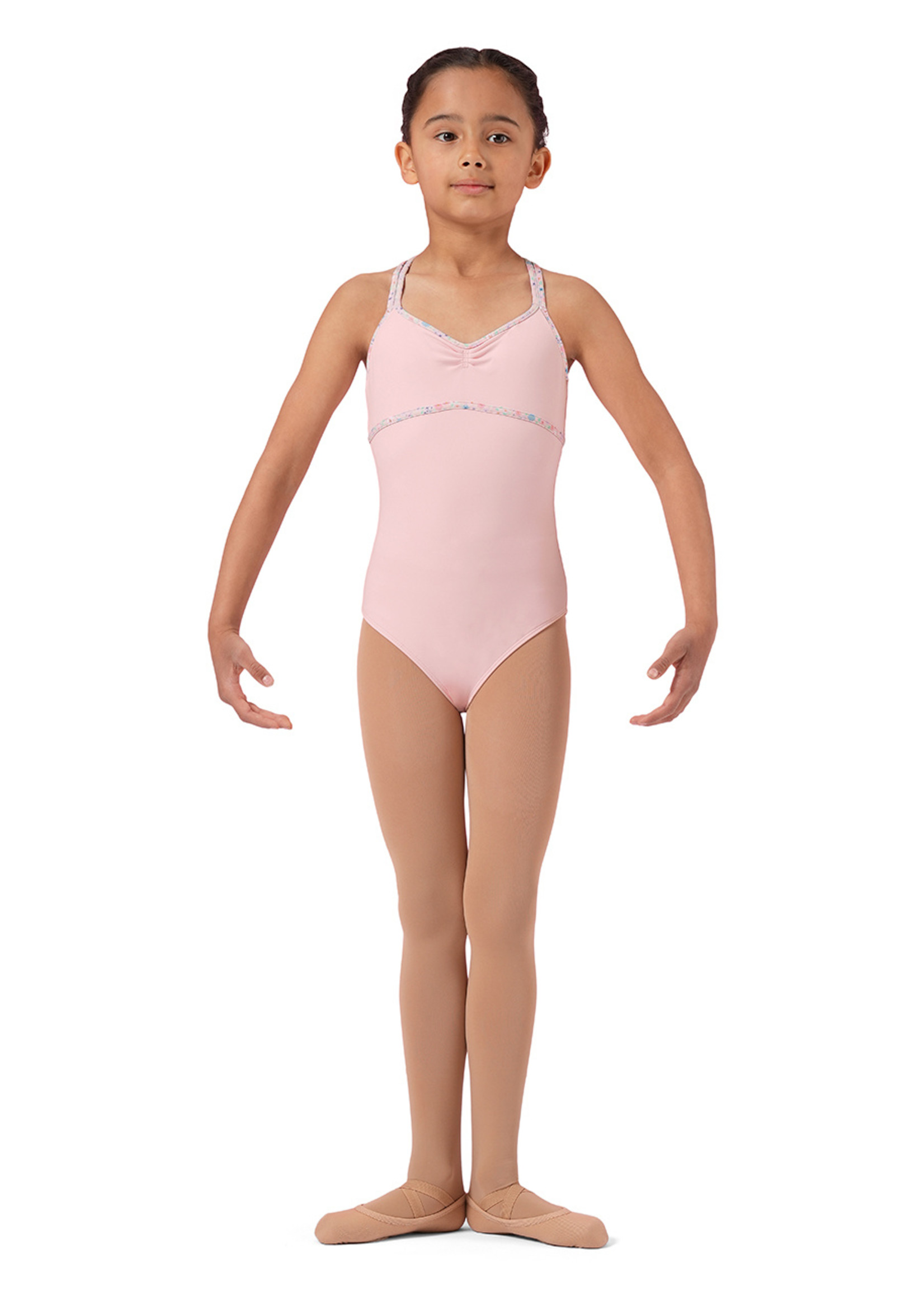 Mirella Child Floral Double Cross Camisole Leotard