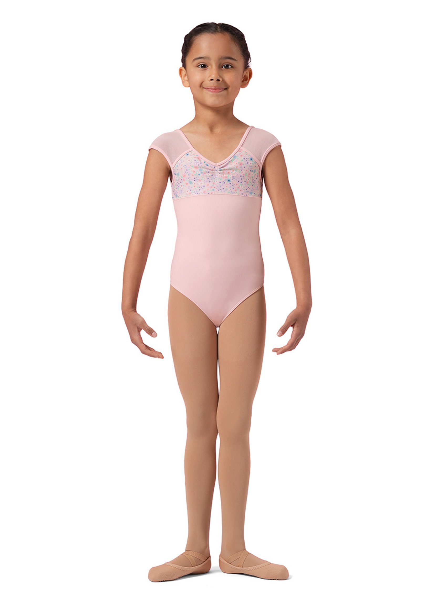 Mirella M1555C Child Floral Cap Sleeve Leotard