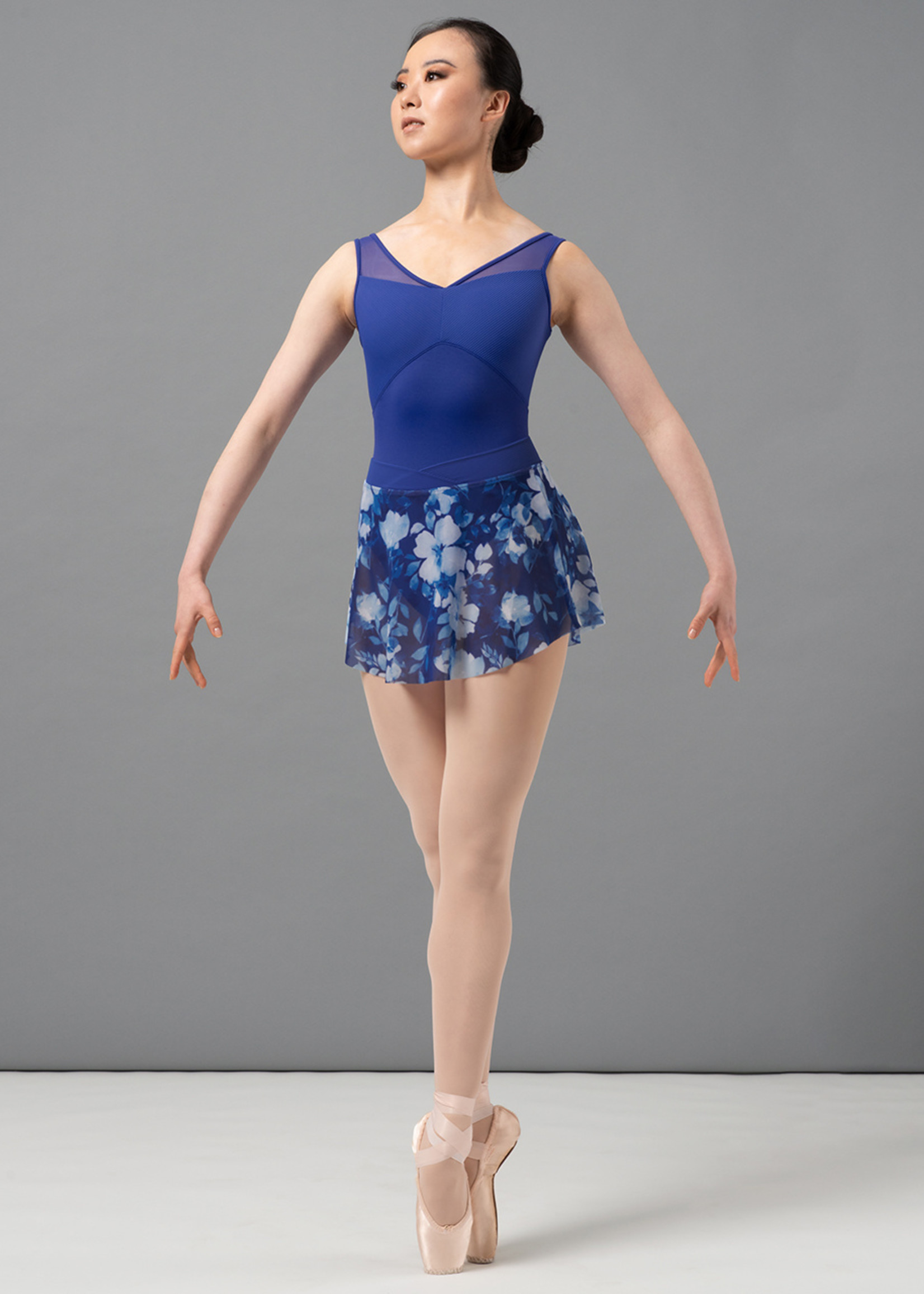 Mirella MS162 Chevron Rib Floral Skirt