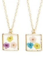 Dasha Designs Square Pressed Flower Necklace