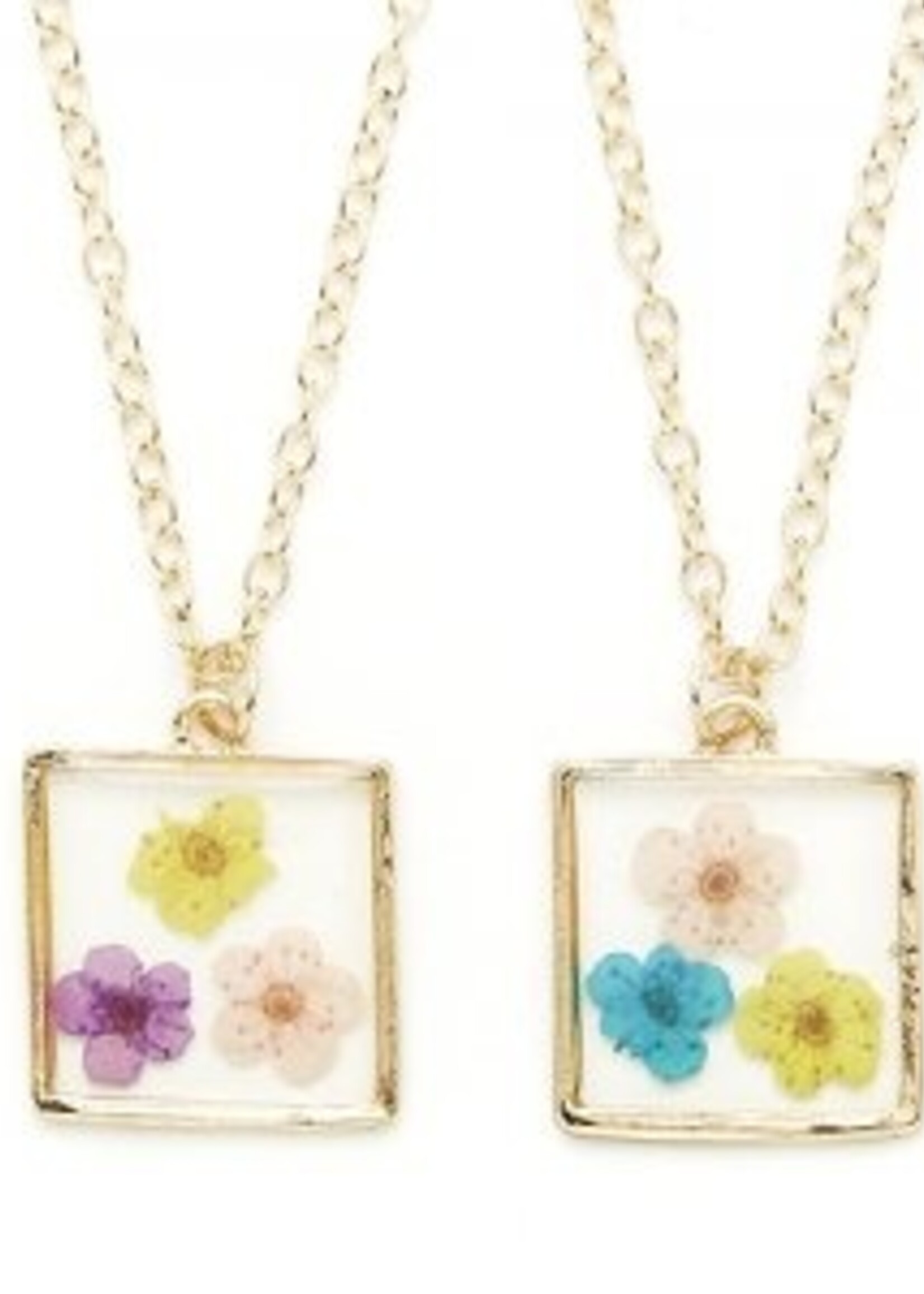 Dasha Designs Square Pressed Flower Necklace