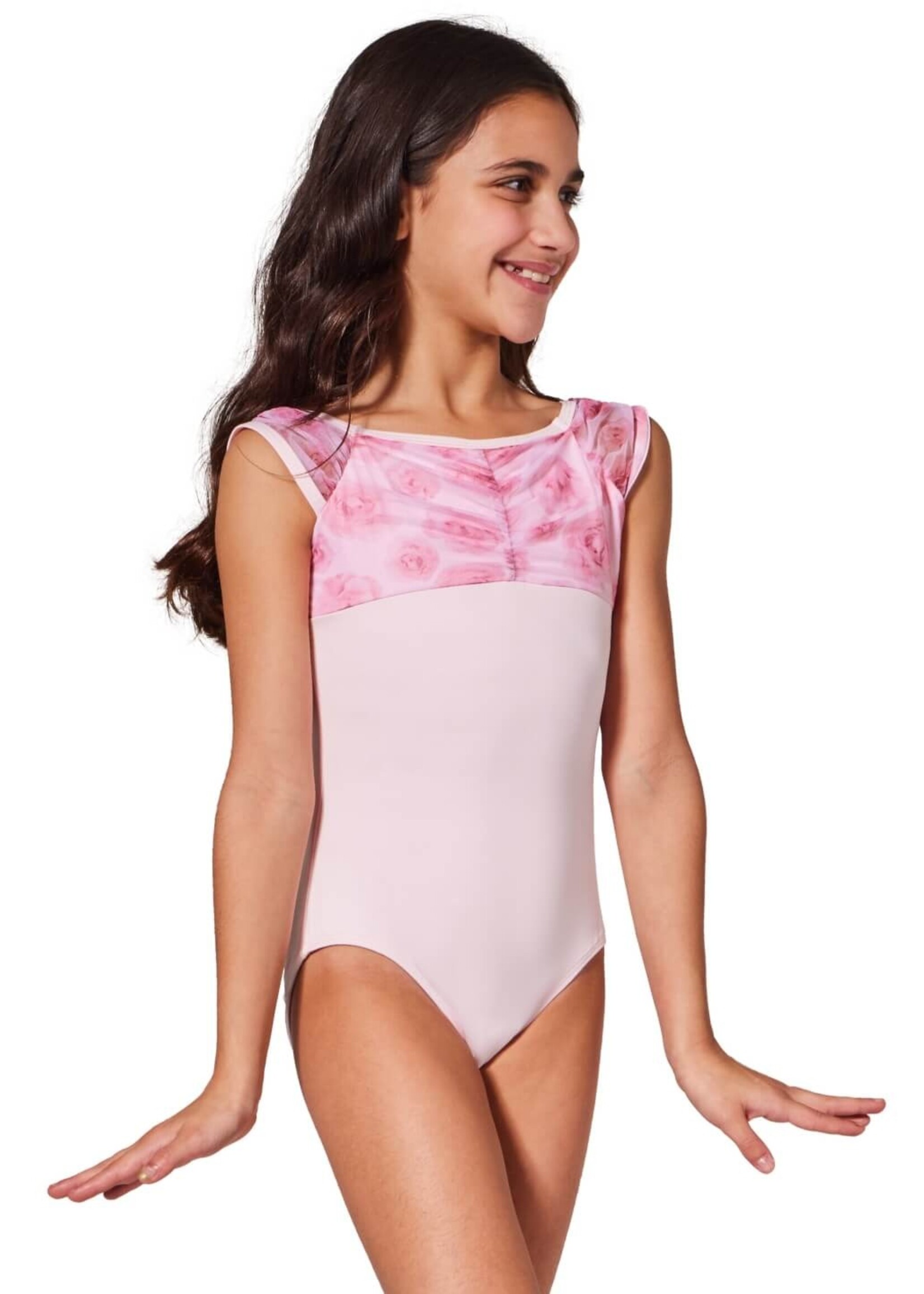 Capezio Child Coming Up Roses Rosa Cap Sleeve Leotard