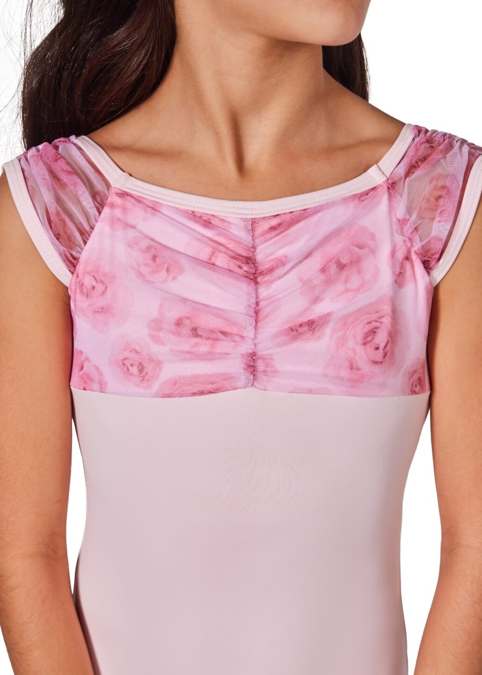 Capezio Child Coming Up Roses Rosa Cap Sleeve Leotard