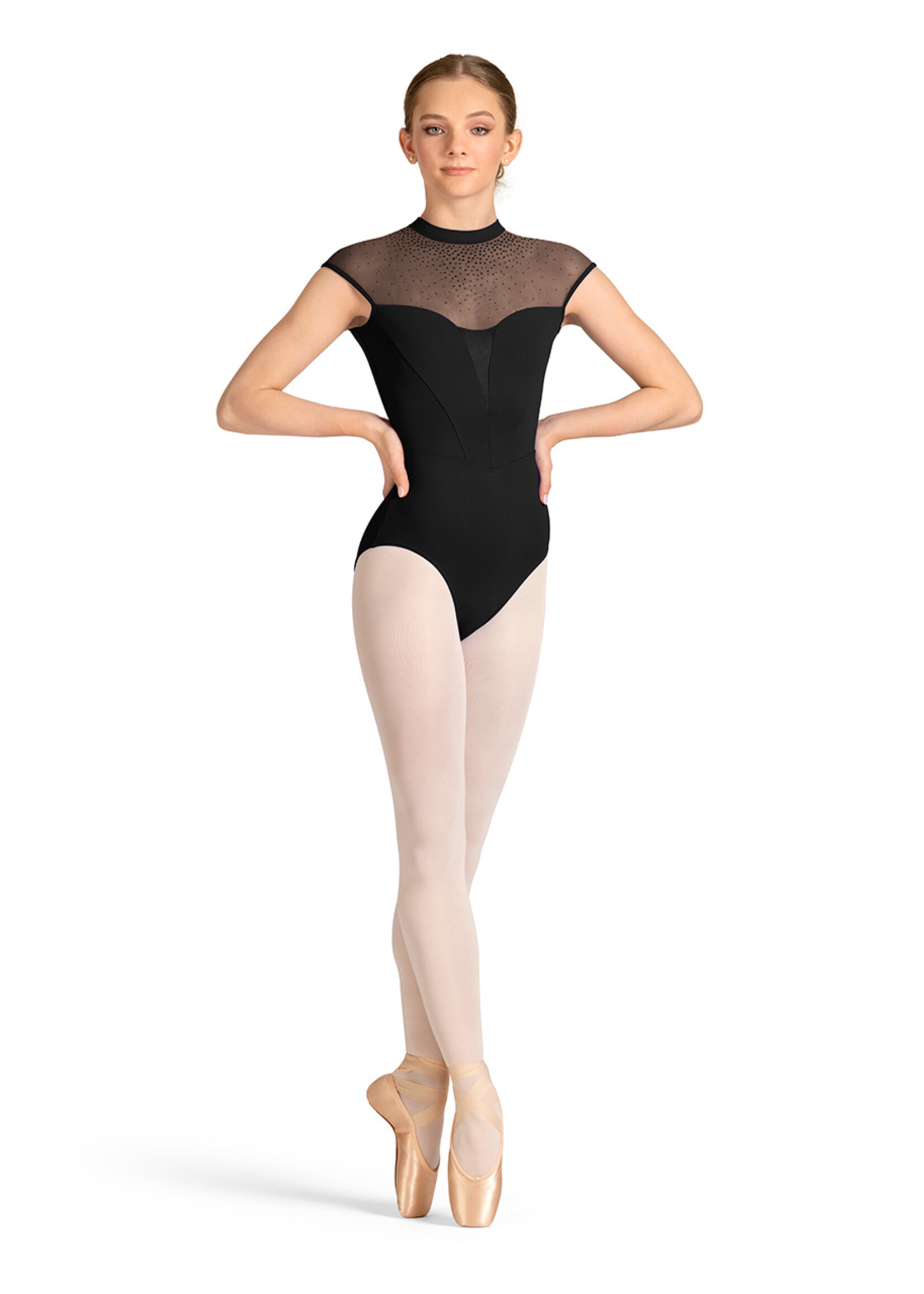 Mirella Mirella Adult Celeste Mesh Cap Sleeve Leotard