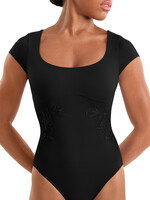 Mirella Adult Embroidered Cap Sleeve Leotard