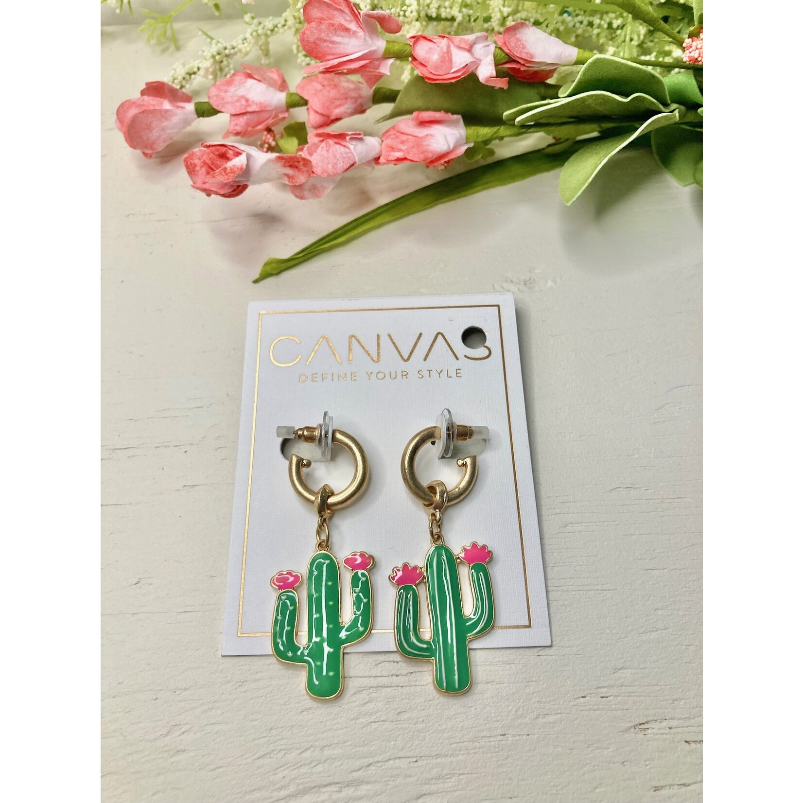 Canvas Jewelry Canvas Cactus Earrings