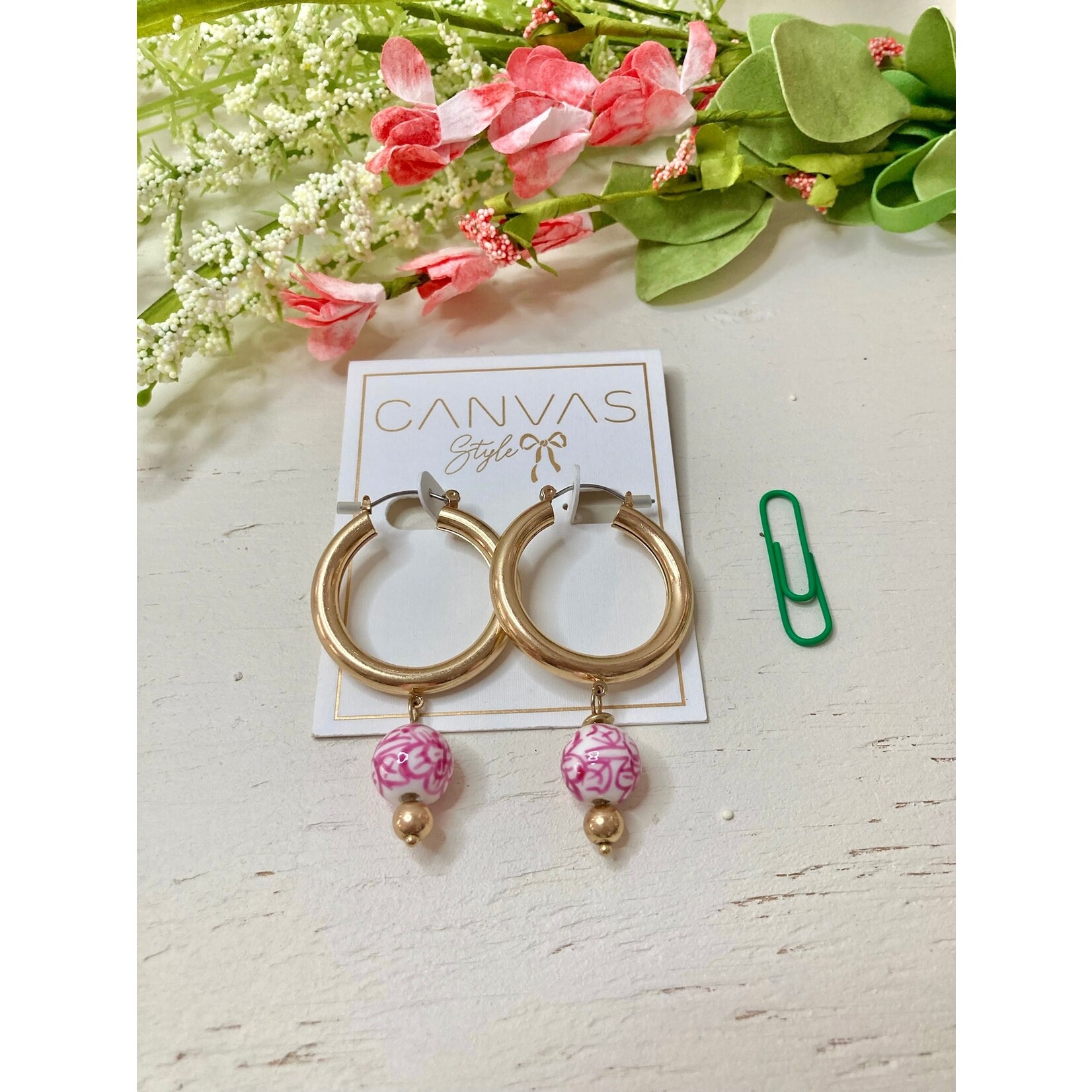 Canvas Jewelry Canvas Paloma Drop Hoop Pink