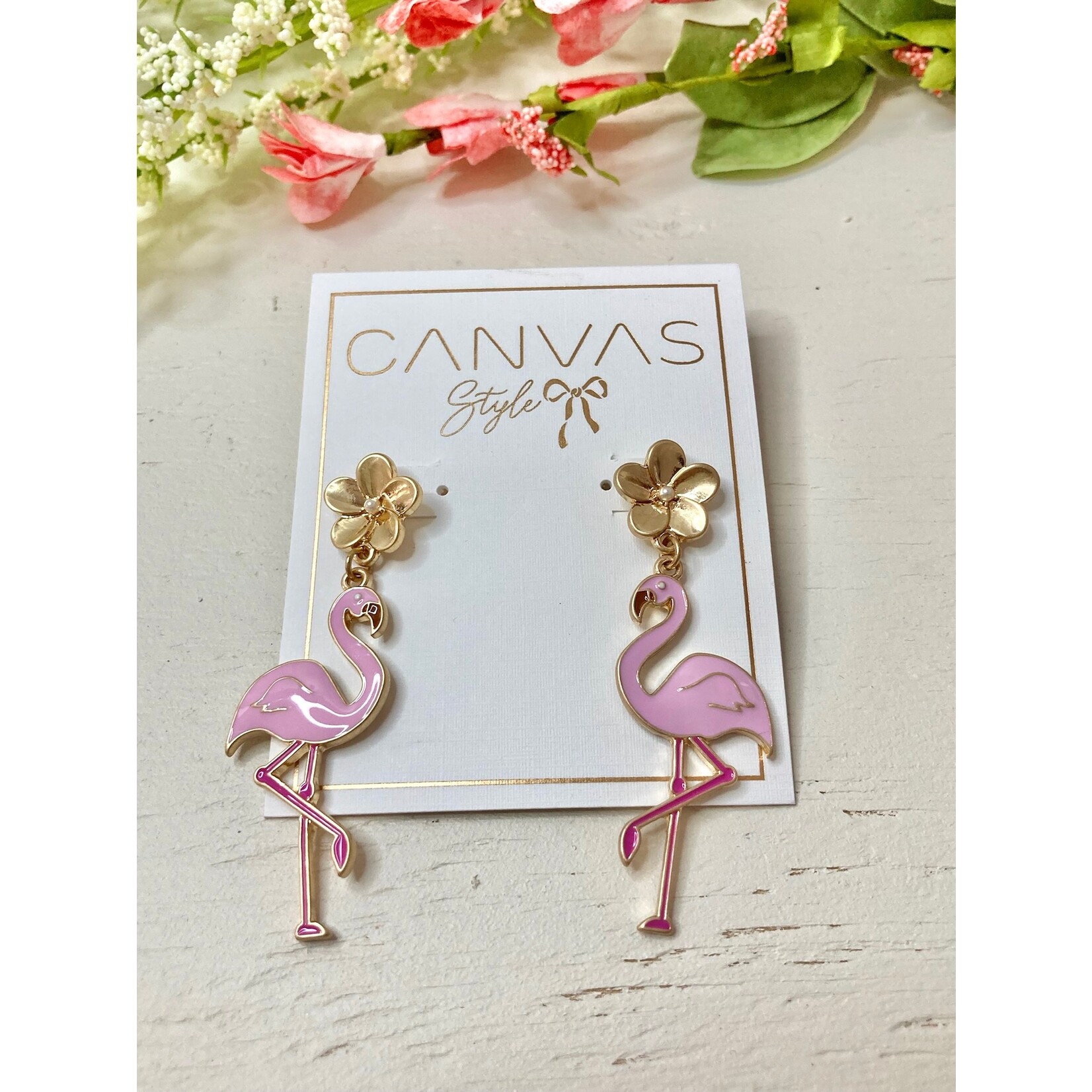 Canvas Jewelry Canvas Flamingo Earrings