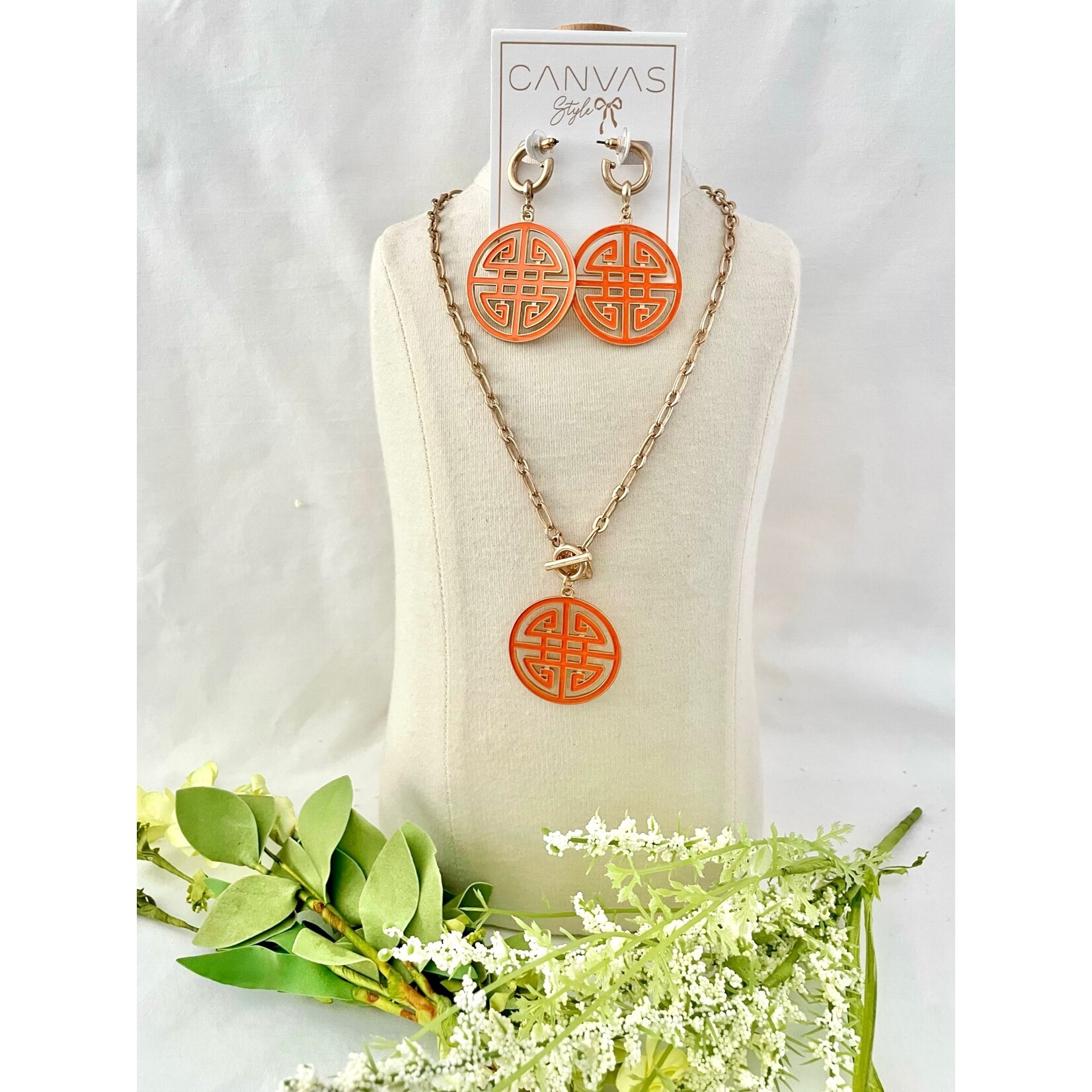 Canvas Jewelry Canvas Orange Game Day Necklace