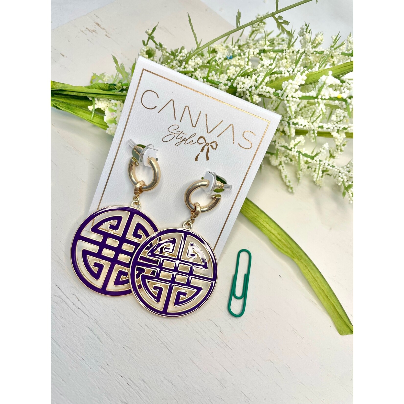 Canvas Jewelry Canvas Purple Game Day Earrings