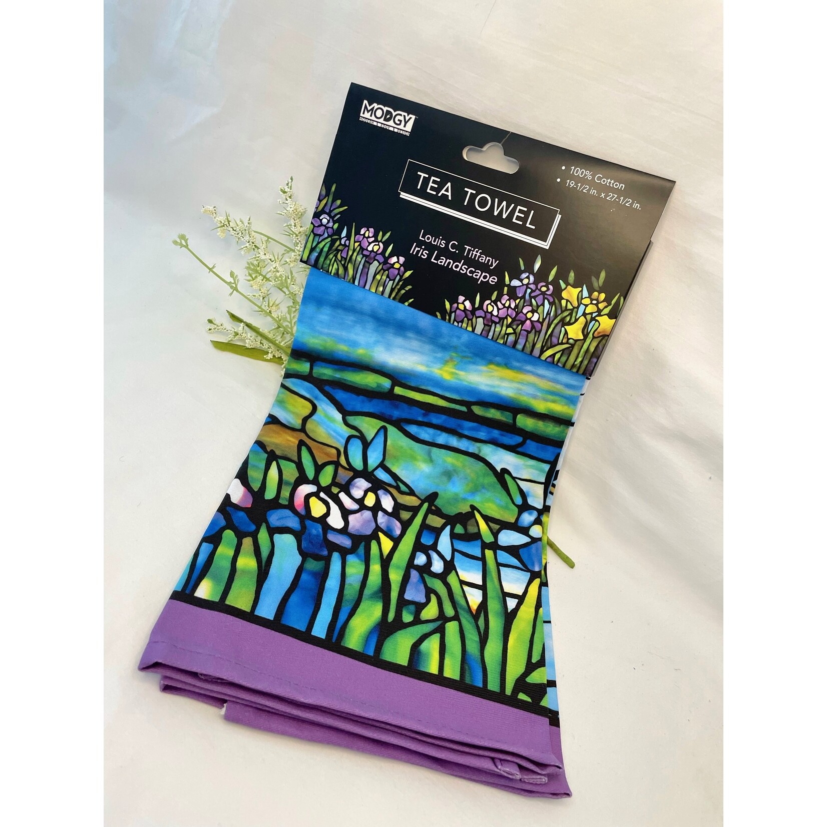 Modgy Louis C. Tiffany Iris Landscape Modgy Tea Towel