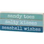 Primitives by Kathy Sandy Toes Seashell Wishes Slat Block Sign