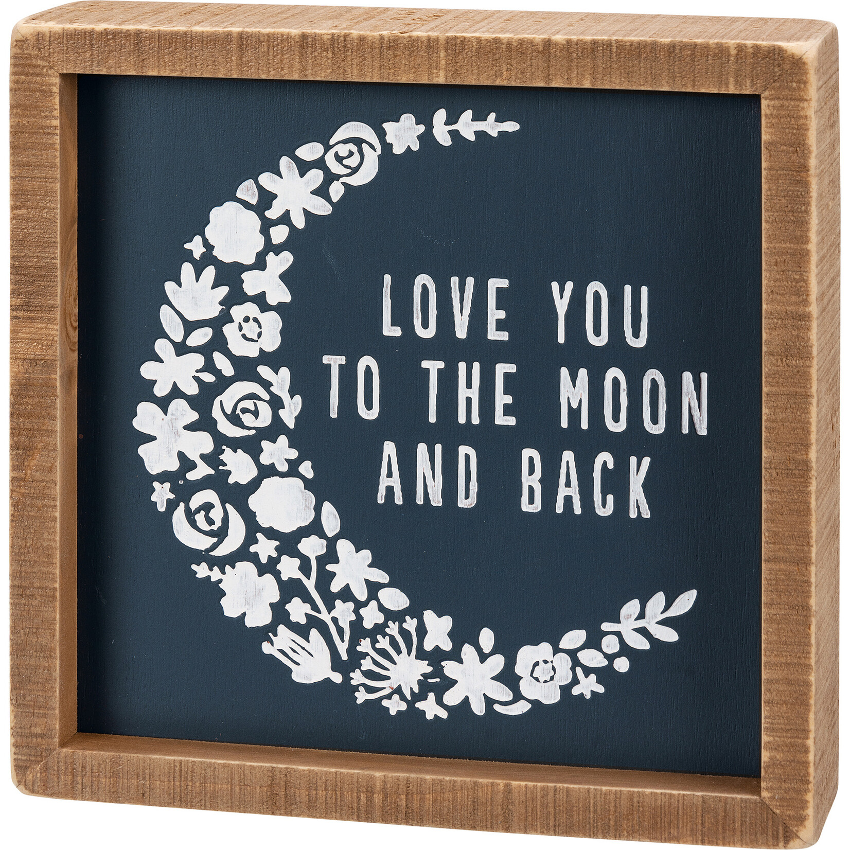 Primitives by Kathy Primitives by Kathy- Moon and Back Floral Inset Sign