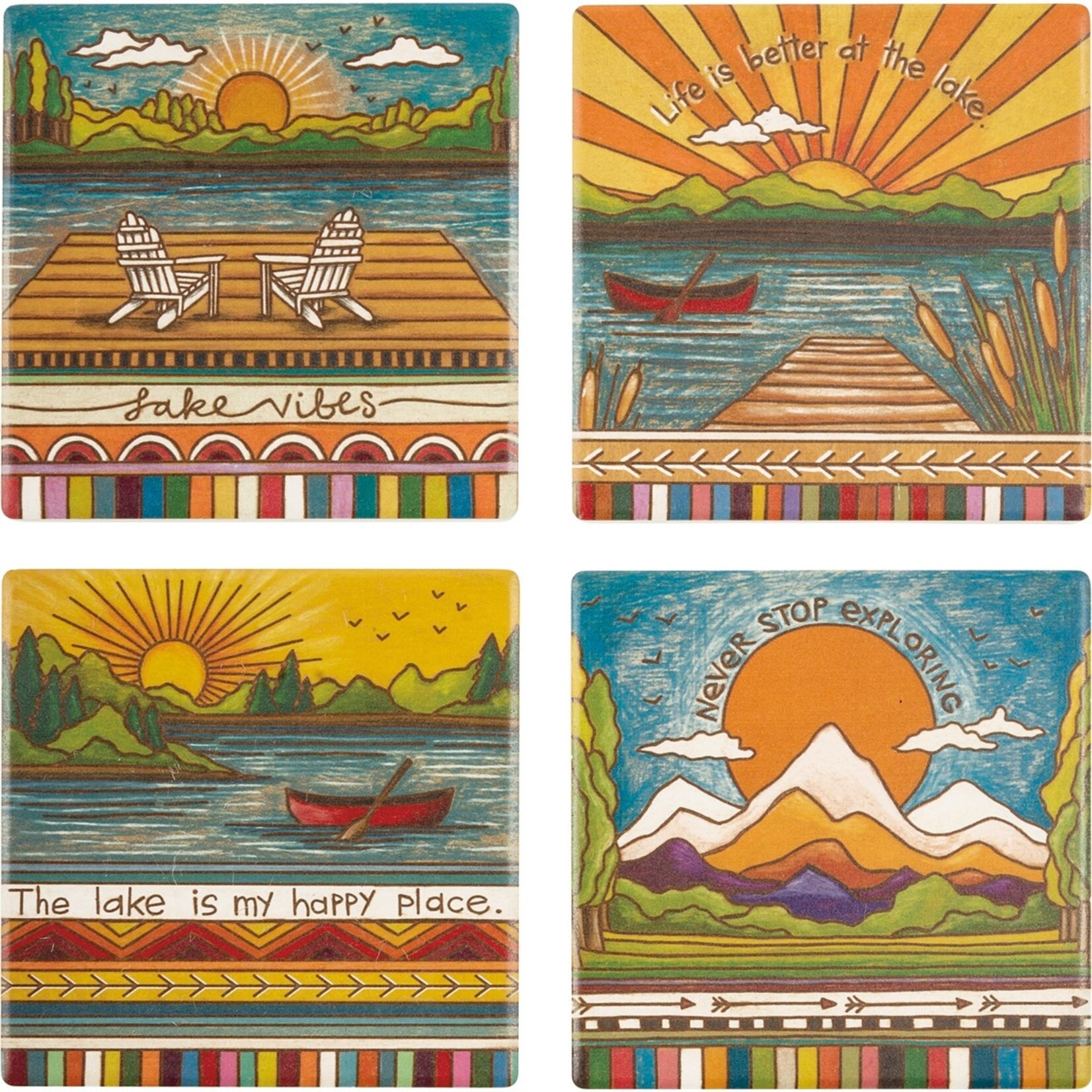 Primitives by Kathy Primitives by Kathy- Happy Place Lake Coaster Set