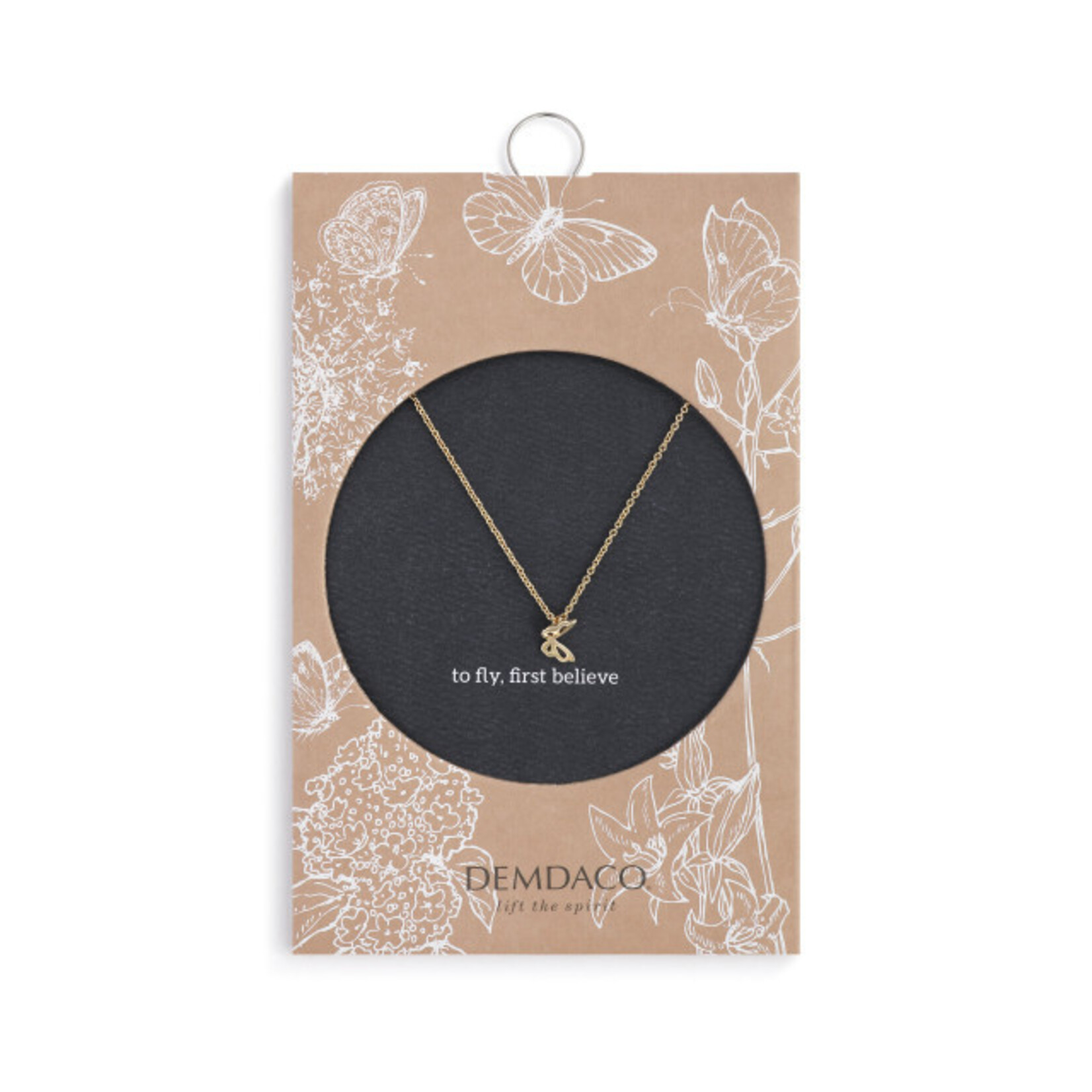 Demdaco Simply Believe Necklace with Gold Butterfly Pendant