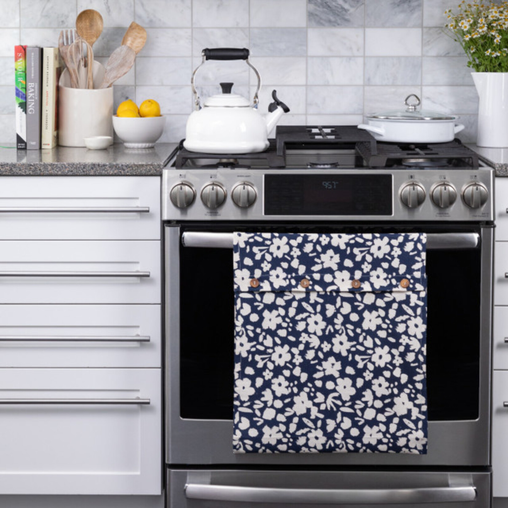 Demdaco Demdaco-Navy Floral Infinity Loop Towel