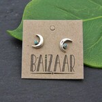 Baizaar Silver Crescent Moon Stud Earrings SSE098