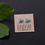 Baizaar Silver Hand Design Turquoise Stud Earrings SSE020