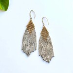 Baizaar Beaded Fringe Earrings-Silver BBE003