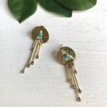 Baizaar Turquoise and Brass Fringe Post Earrings BE155