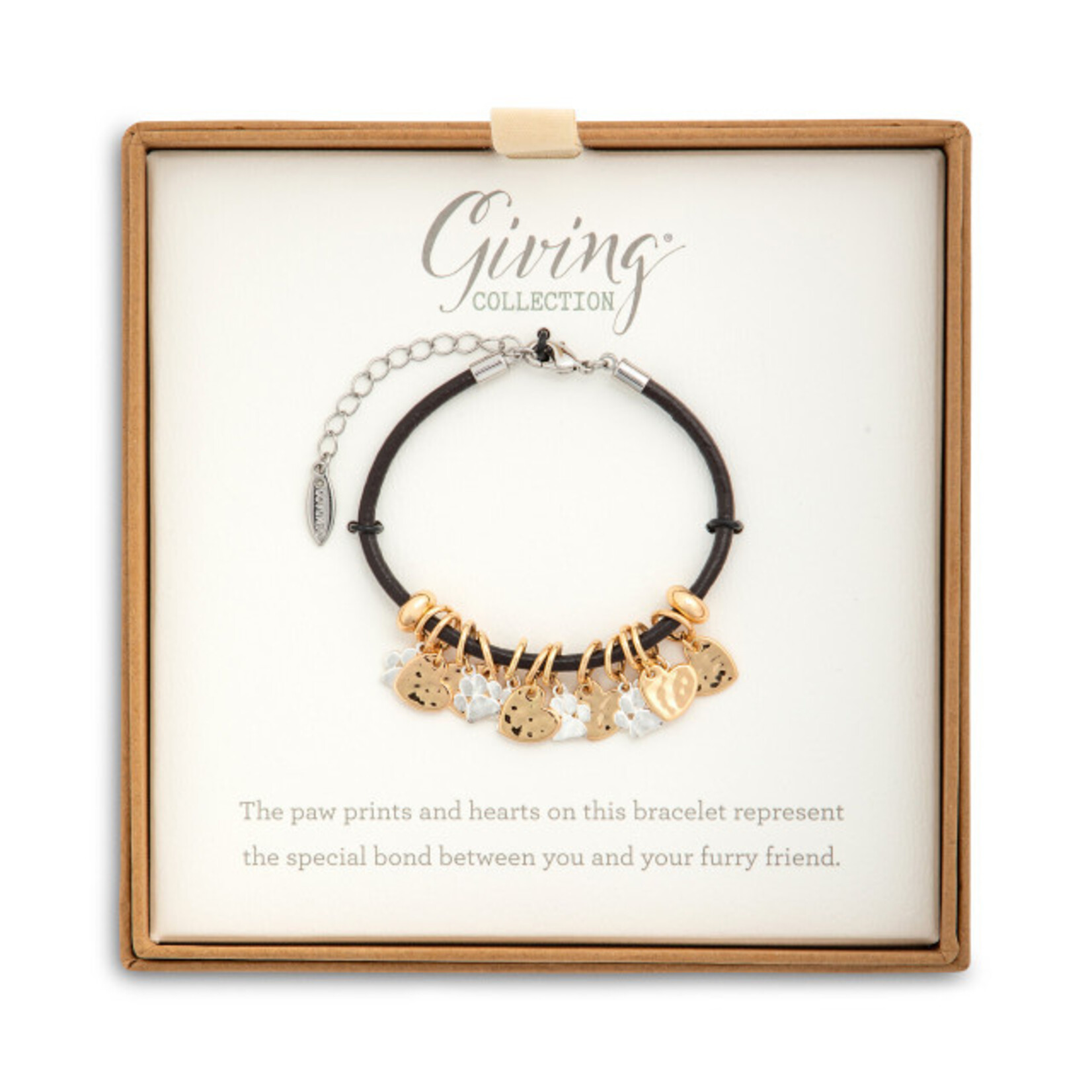 Demdaco Demdaco Charm Bracelet - Paw Print and Heart