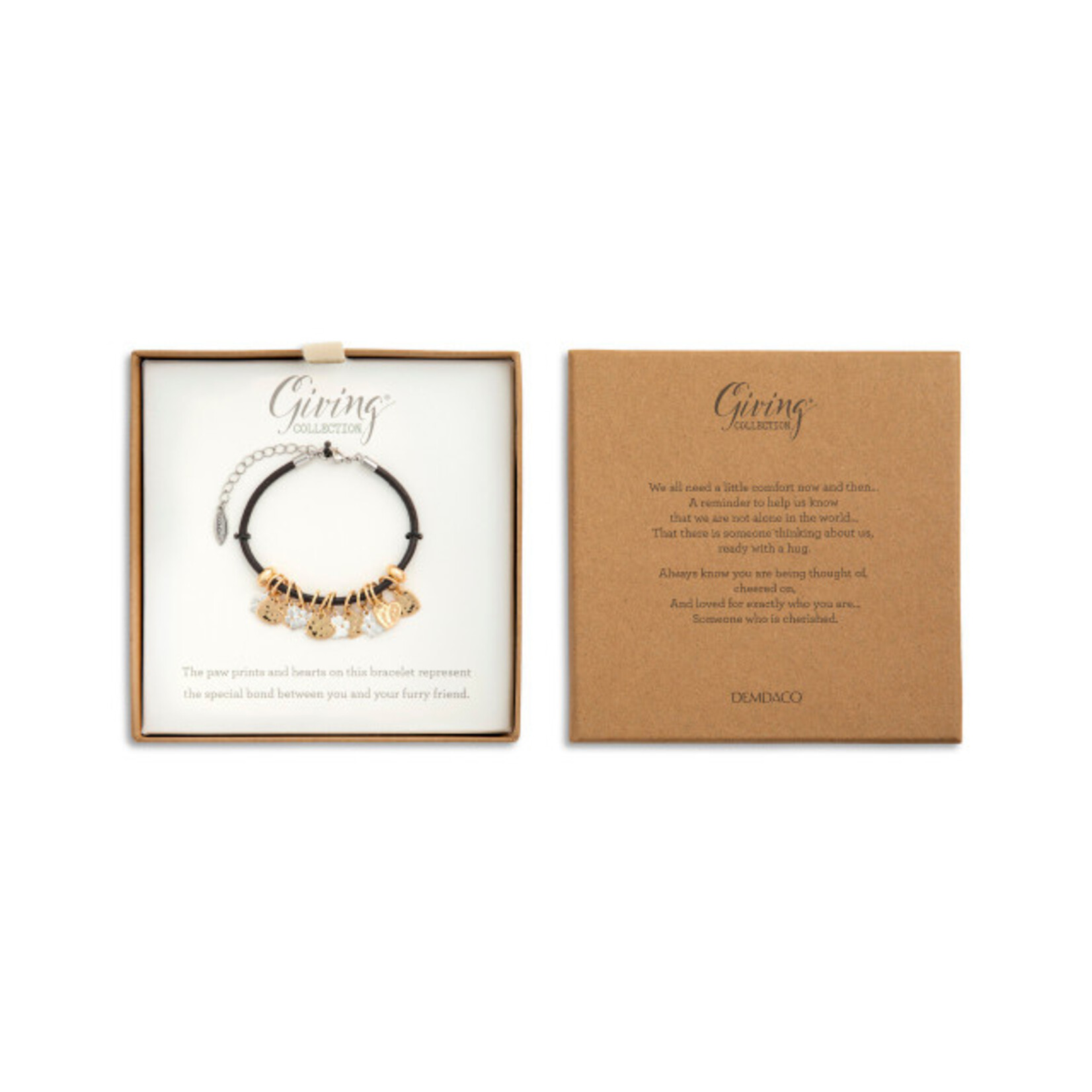 Demdaco Demdaco Charm Bracelet - Paw Print and Heart