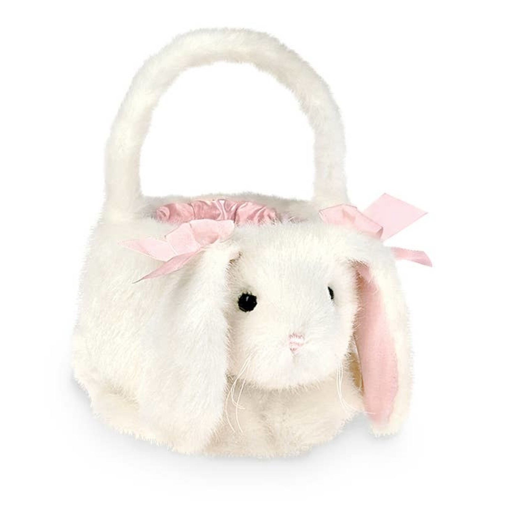 Bearington Bear White Plush Bunny Basket