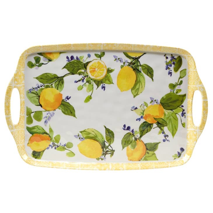 28cm white foot yellow tray - lemon main image 1