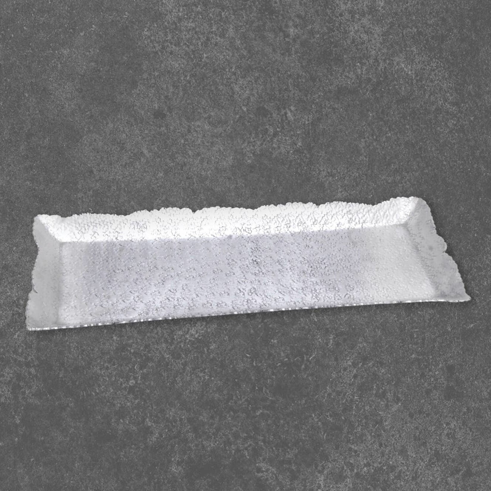 India Handicrafts India Handicrafts-Rectangle Hammered Aluminum Tray