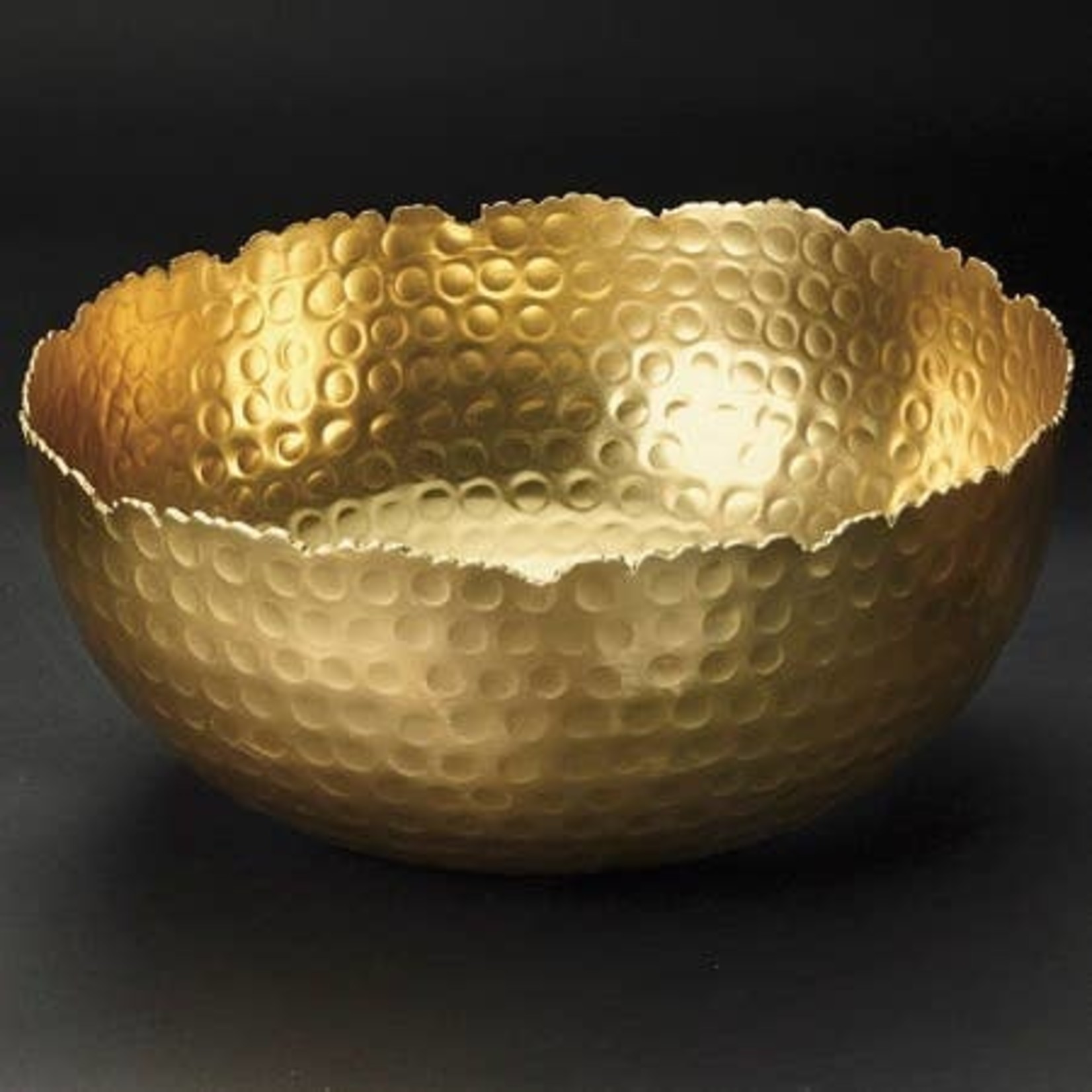 India Handicrafts Large Gilded Hammered Bowl