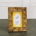 India Handicrafts Wood Diamond Frame, 4x6"