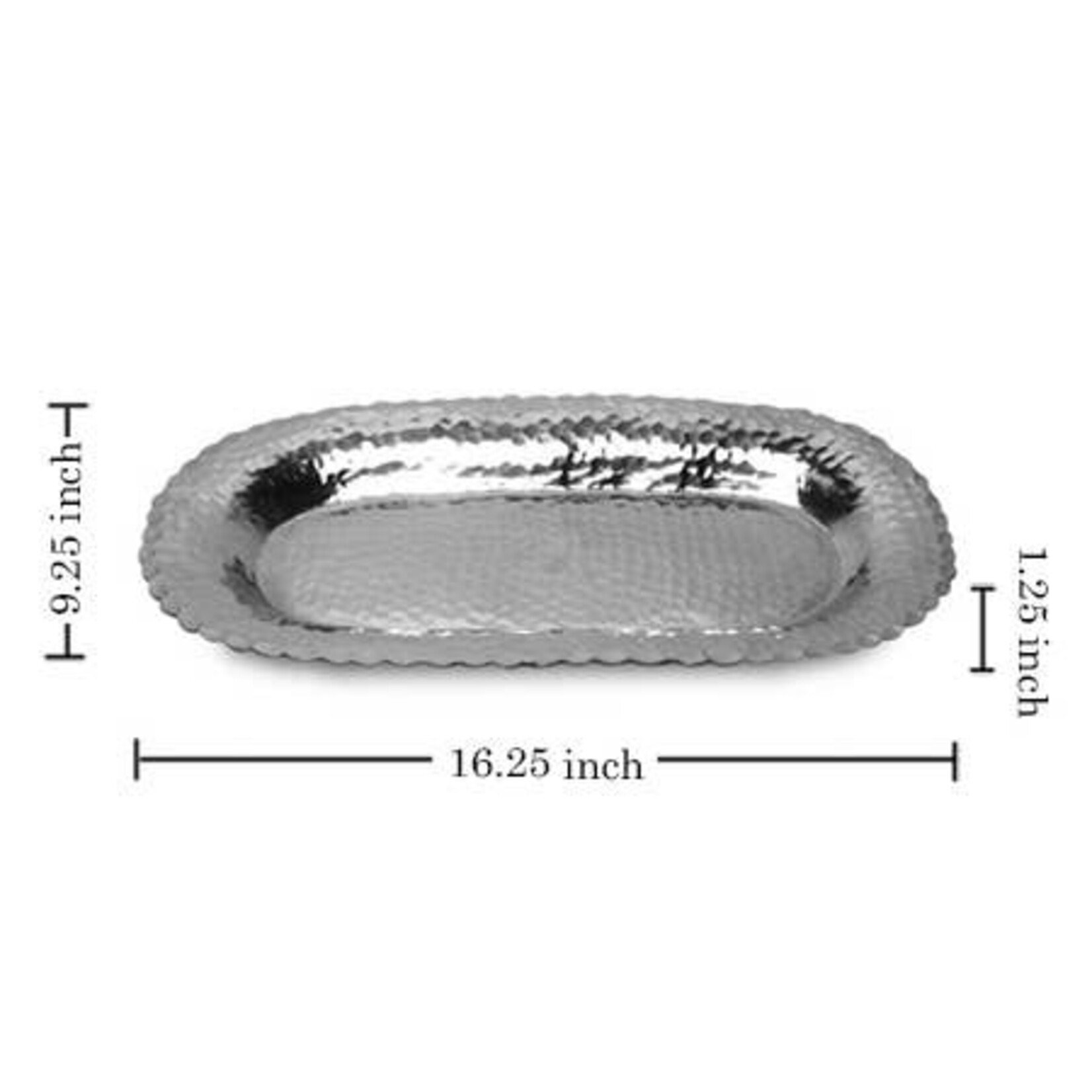 India Handicrafts 16" Hammered Oval Tray