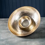 India Handicrafts Small Gilded Aluminum Hammered Chip and Dip Serving Bowl