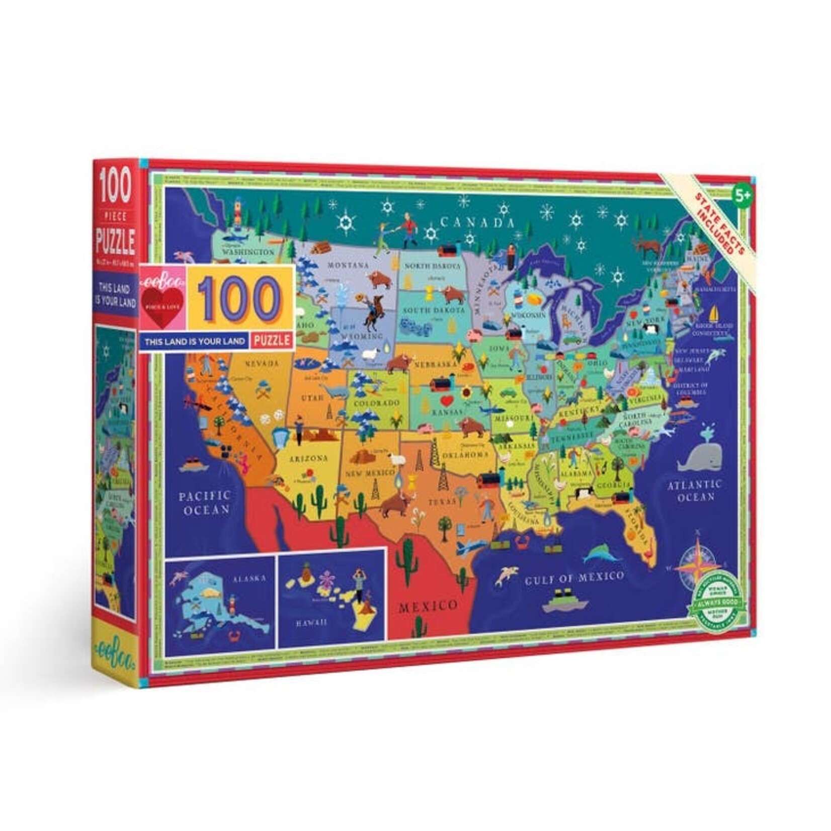Eeboo Eeboo-This Land is Your Land 100 Piece Puzzle