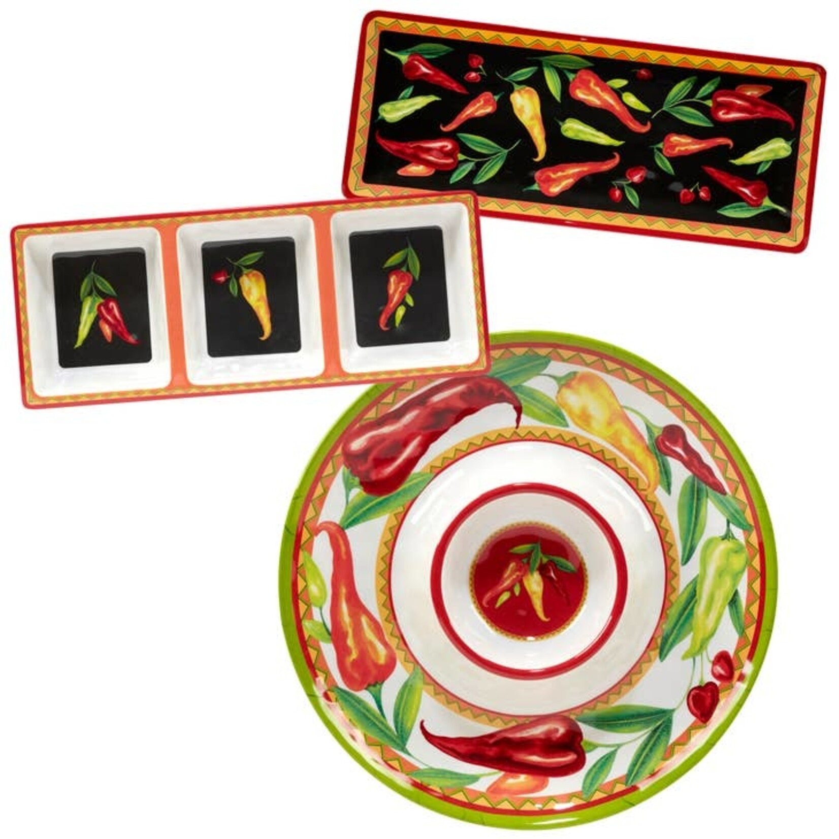 Certified International Certified International-Red Hot Chip & Dip Tray