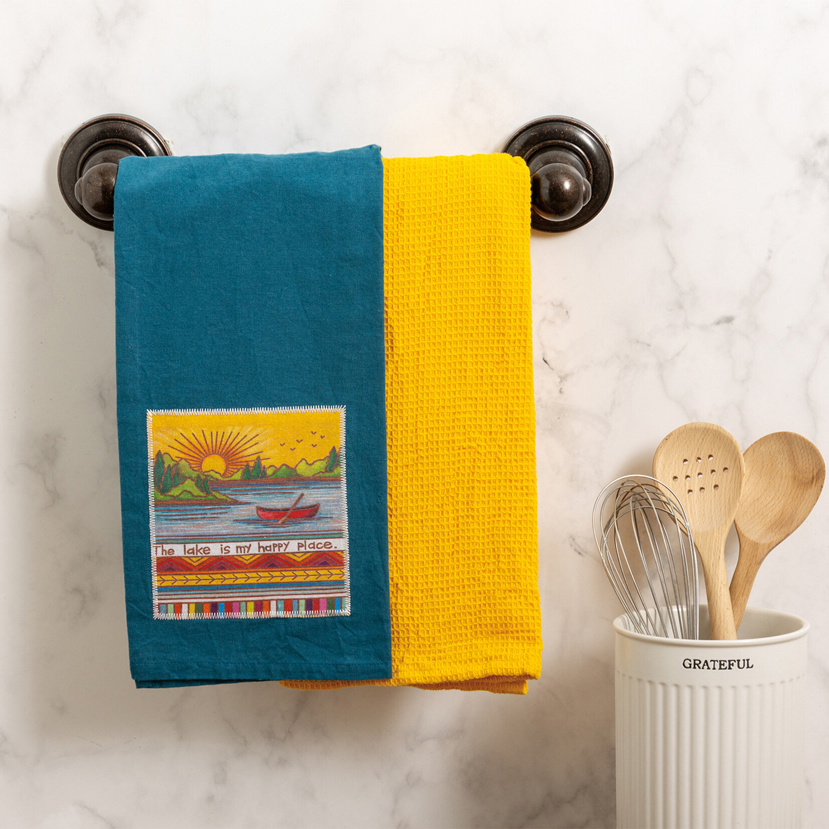 Primitives by Kathy Lake Is My Happy Place Kitchen Towel