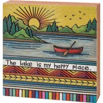 Primitives by Kathy The Lake Is My Happy Place Block Sign