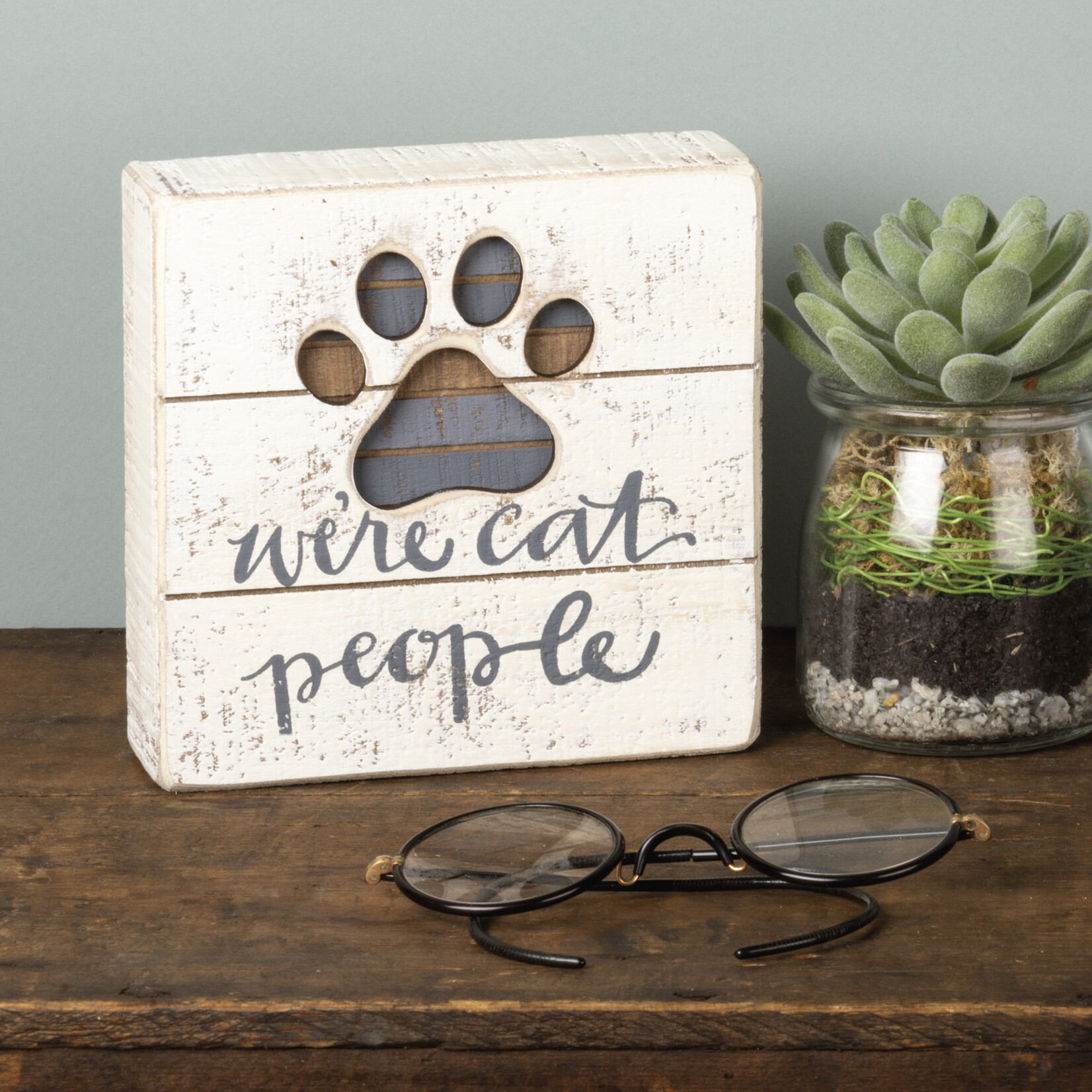 Primitives by Kathy Primitives by Kathy Cat People Slat Box Sign