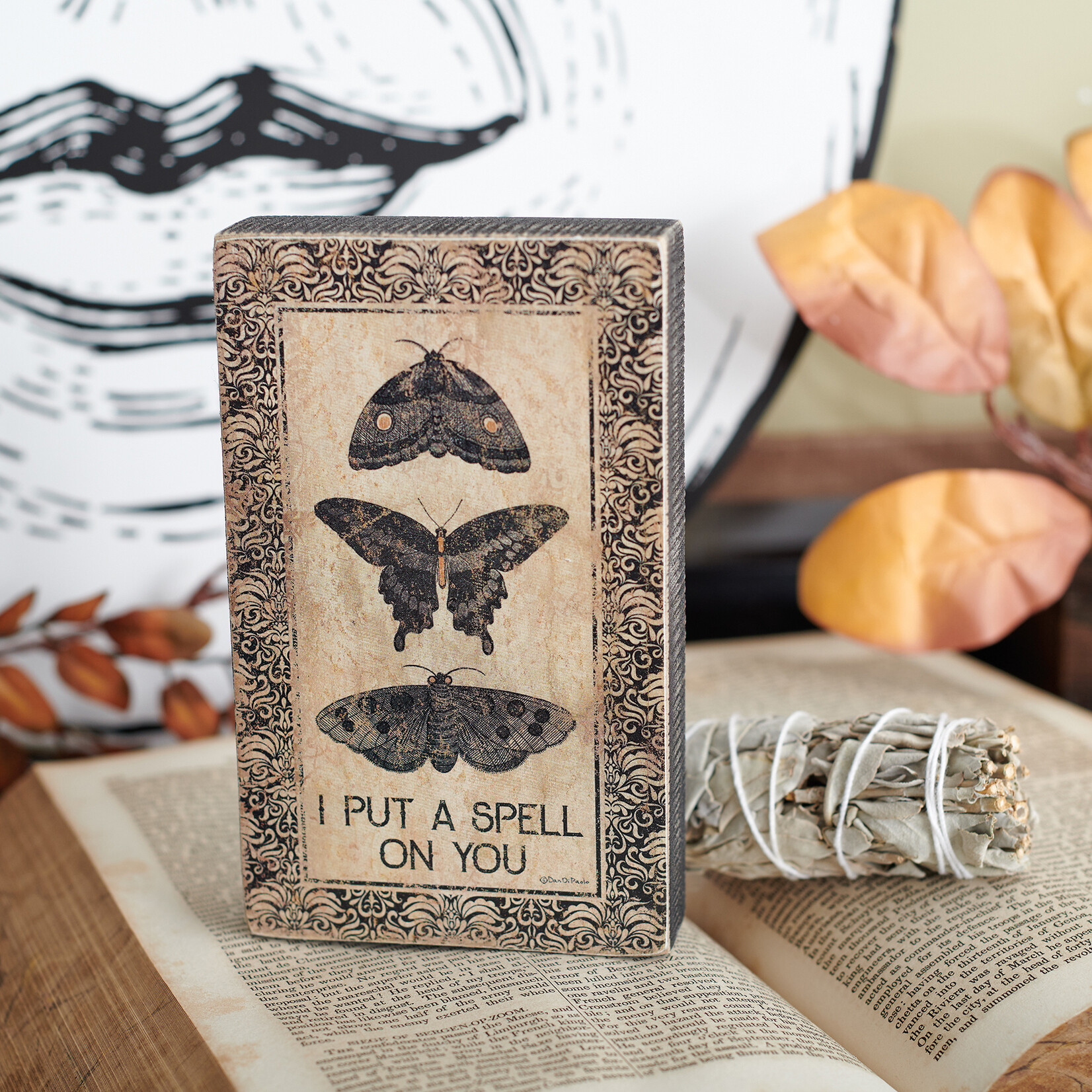 Primitives by Kathy Primitives by Kathy- I Put A Spell On You Butterflies Block Sign