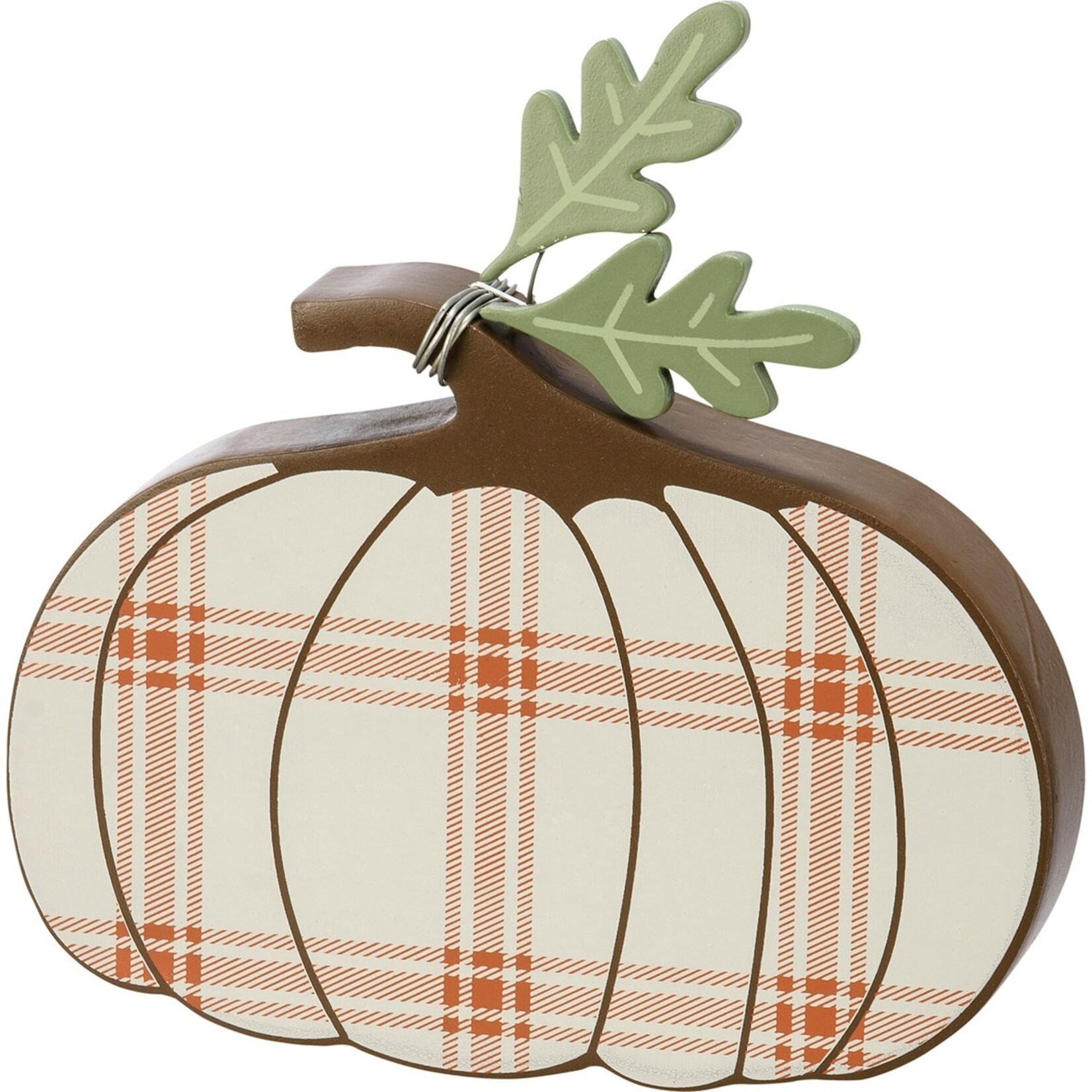 Primitives by Kathy Primitives by Kathy-Cream Plaid Pumpkin Chunky Sitter