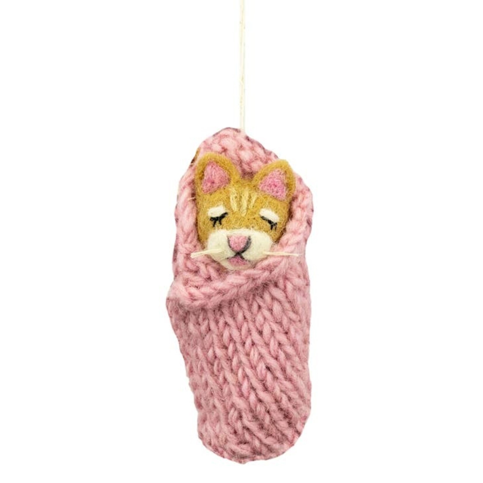 DZI dZi Handmade Cozy Pink Kitty Ornament