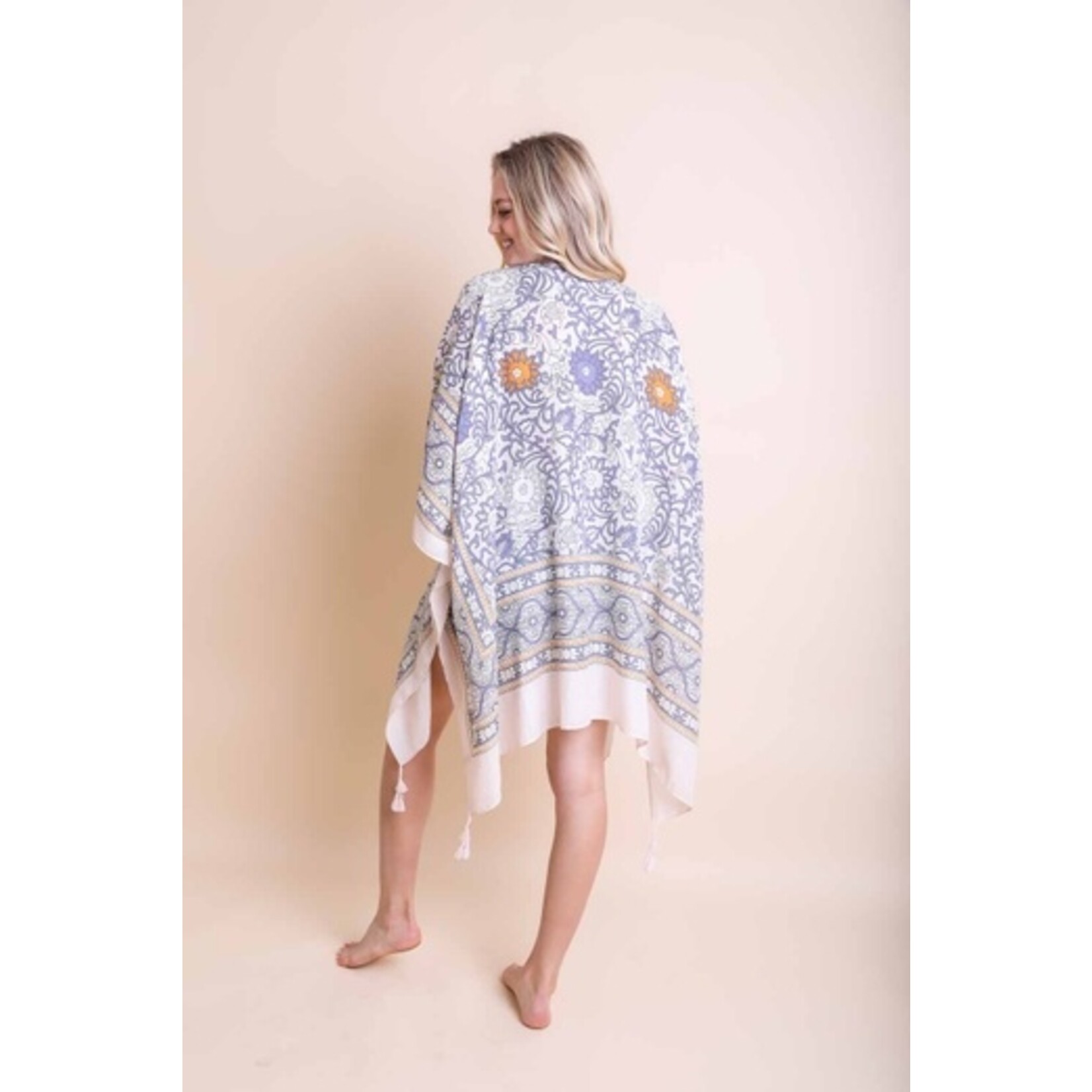 Leto Accessories Leto Accessories Tapestry Tassel Kimono-Ivory