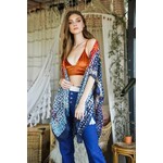 Leto Accessories Multicolor Frayed Edge Kimono