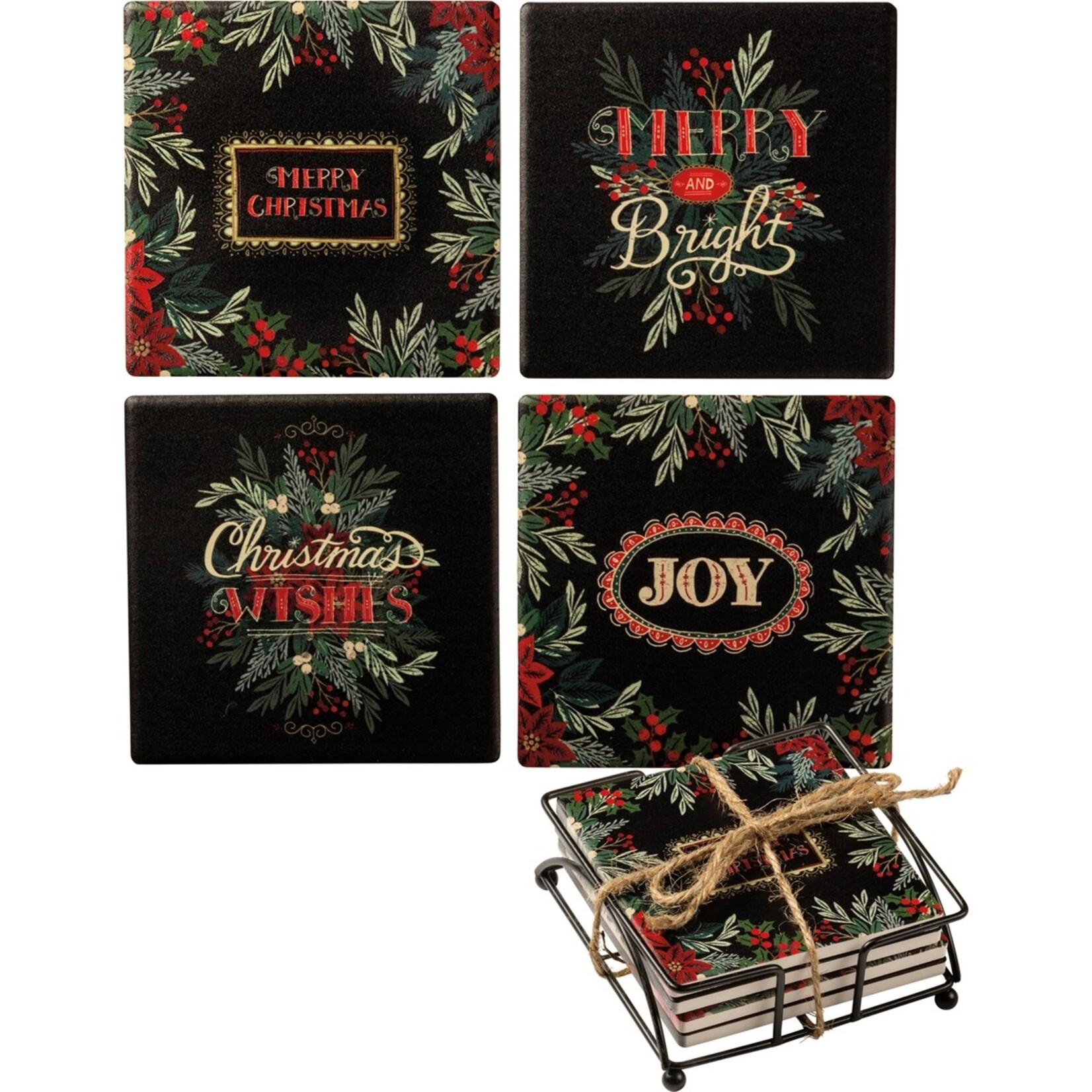Primitives by Kathy Primitives by Kathy- Merry Christmas Coaster Set