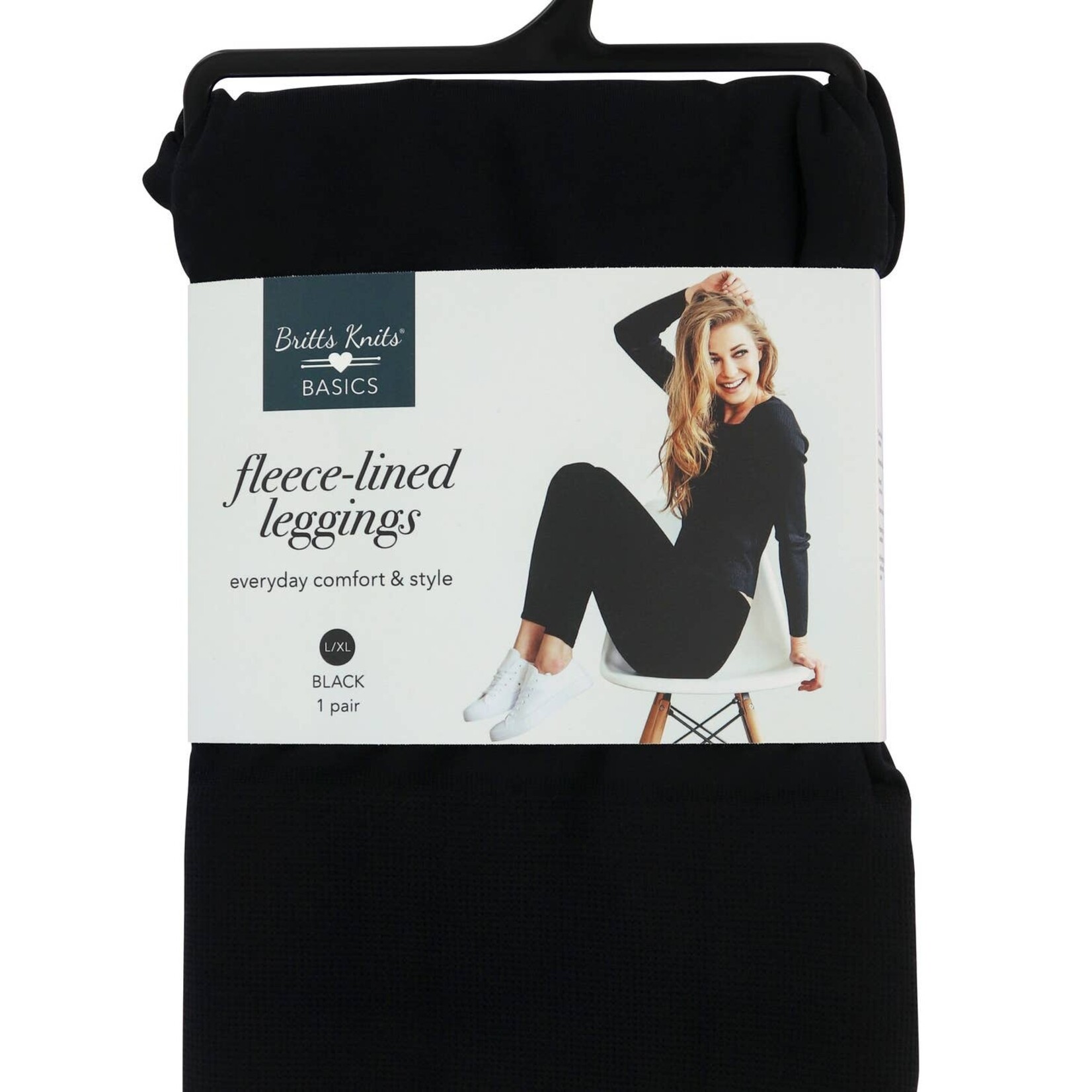 DMerch Britt's Knits Fleece Lined Leggings Black Size- M/L